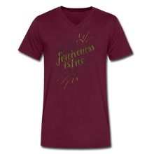 Load image into Gallery viewer, Forgiveness is Free | Men&#39;s V-Neck T-Shirt | Agape Flashcards - maroon