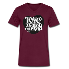 Load image into Gallery viewer, Love is Not Earned | Men&#39;s V-Neck T-Shirt | Agape Flashcards - maroon