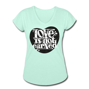 Love is Not Earned | Women's V-Neck T-Shirt | Agape Flashcards - mint
