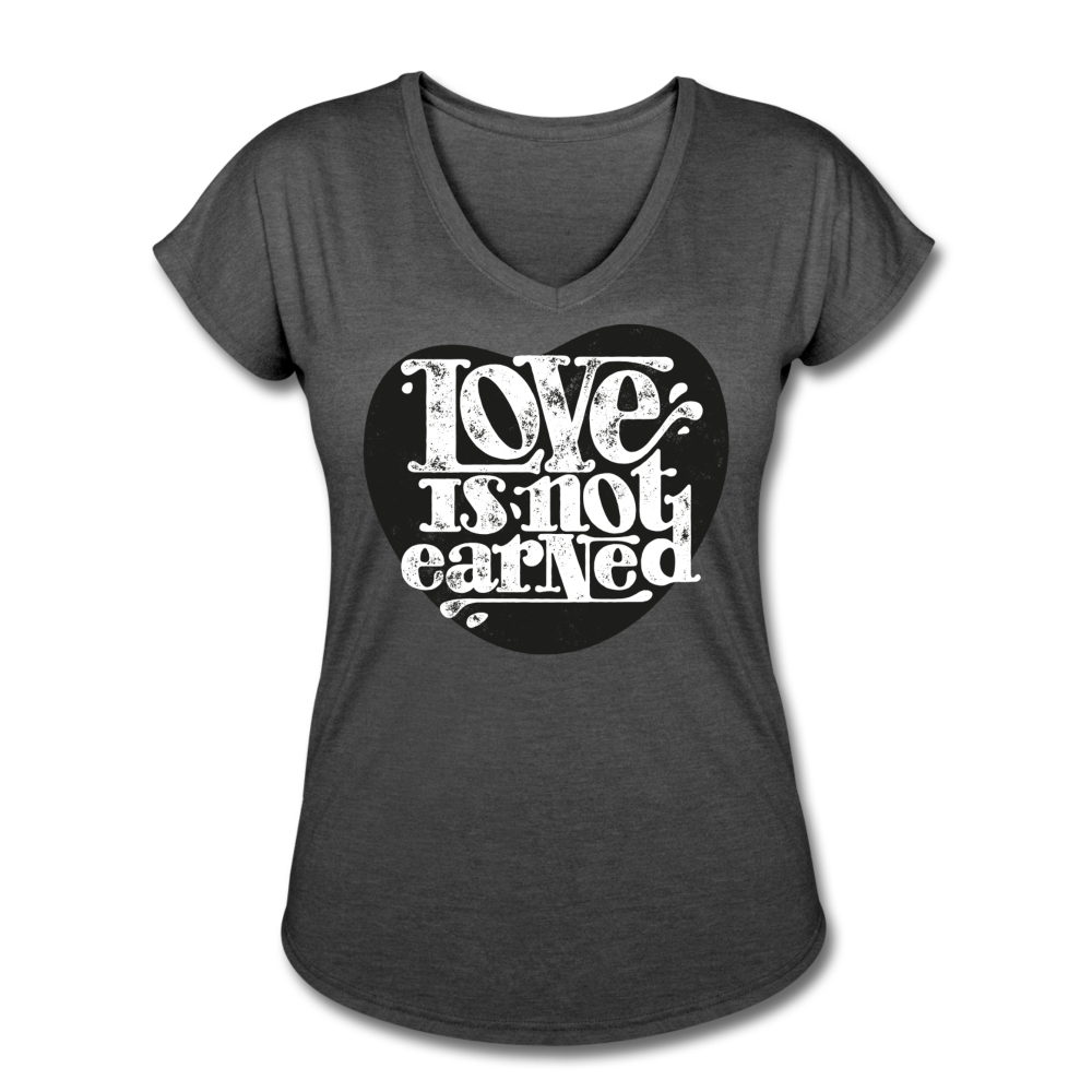 Love is Not Earned | Women's V-Neck T-Shirt | Agape Flashcards - deep heather