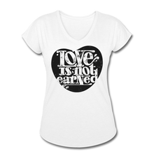 Load image into Gallery viewer, Love is Not Earned | Women&#39;s V-Neck T-Shirt | Agape Flashcards - white