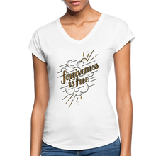 Load image into Gallery viewer, Forgiveness is Free | Women&#39;s V-Neck T-Shirt | Agape Flashcards