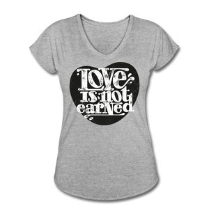 Love is Not Earned | Women's V-Neck T-Shirt | Agape Flashcards - heather gray