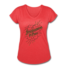 Load image into Gallery viewer, Forgiveness is Free | Women&#39;s V-Neck T-Shirt | Agape Flashcards - heather red