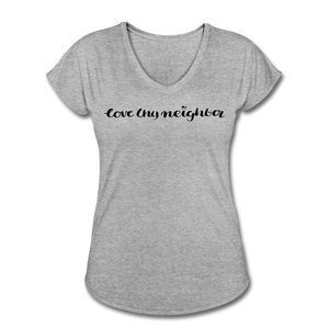 Love Thy Neighbor | Women's V-Neck T-Shirt | Agape Flashcards - heather gray