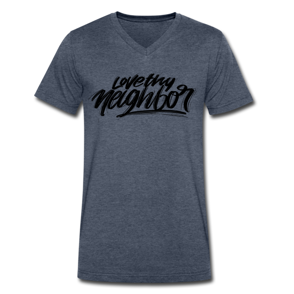 Love Thy Neighbor | Men's V-Neck T-Shirt | Agape Flashcards - heather navy
